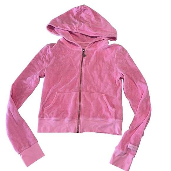 SET Active Pink Velour Terry Cloth Zip Track Jacket Women's Size X-Small XS - Picture 1 of 5